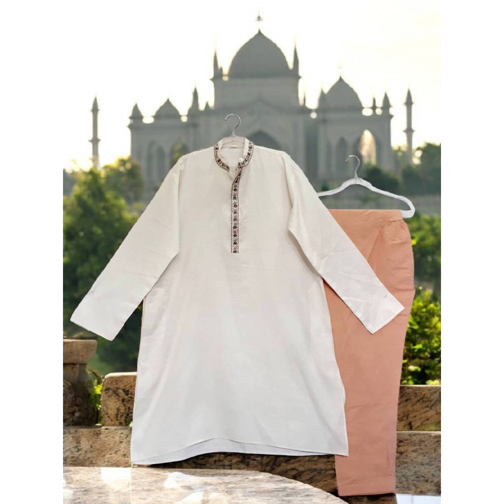 KATUN KURTA DESIGN TODAY กางเกงผ้าฝ้ายสีขาวชุด LD 116 PB 98 MANTAN พรีเมี่ยม