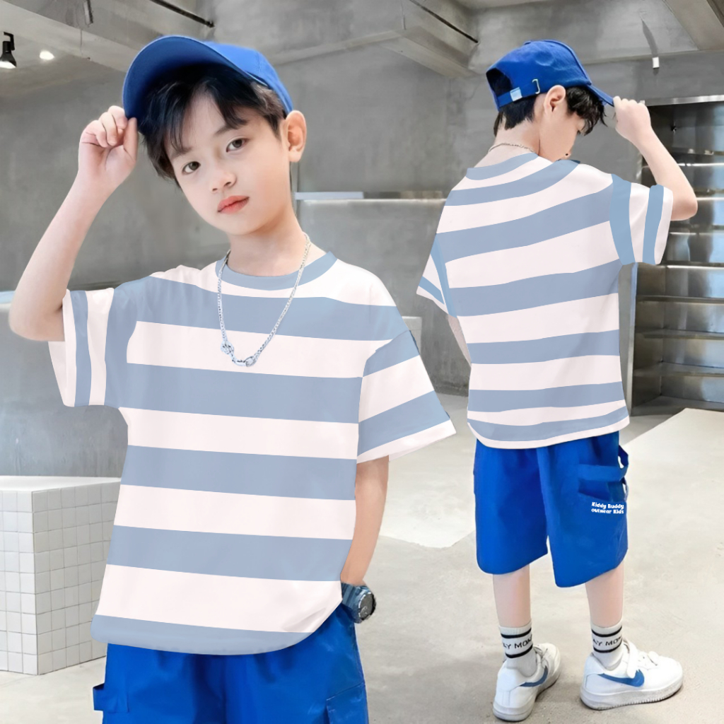 เสื้อผ้าเด็กลายทางเสื้อยืดลายทางสําหรับเด็กชายและเด็กหญิง ดิสโตรลายทาง ไม่จํากัดเพศ อินเทรนด์ xylem