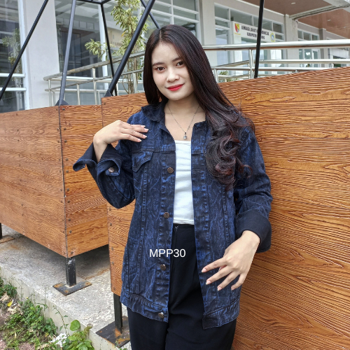 ข้อเสนอที่ดีที่สุด ผู้หญิง DENIM JEANS JACKET ML XL XXL XXXL JUMBO JACKET SANDWASH NAVY ผู้หญิง