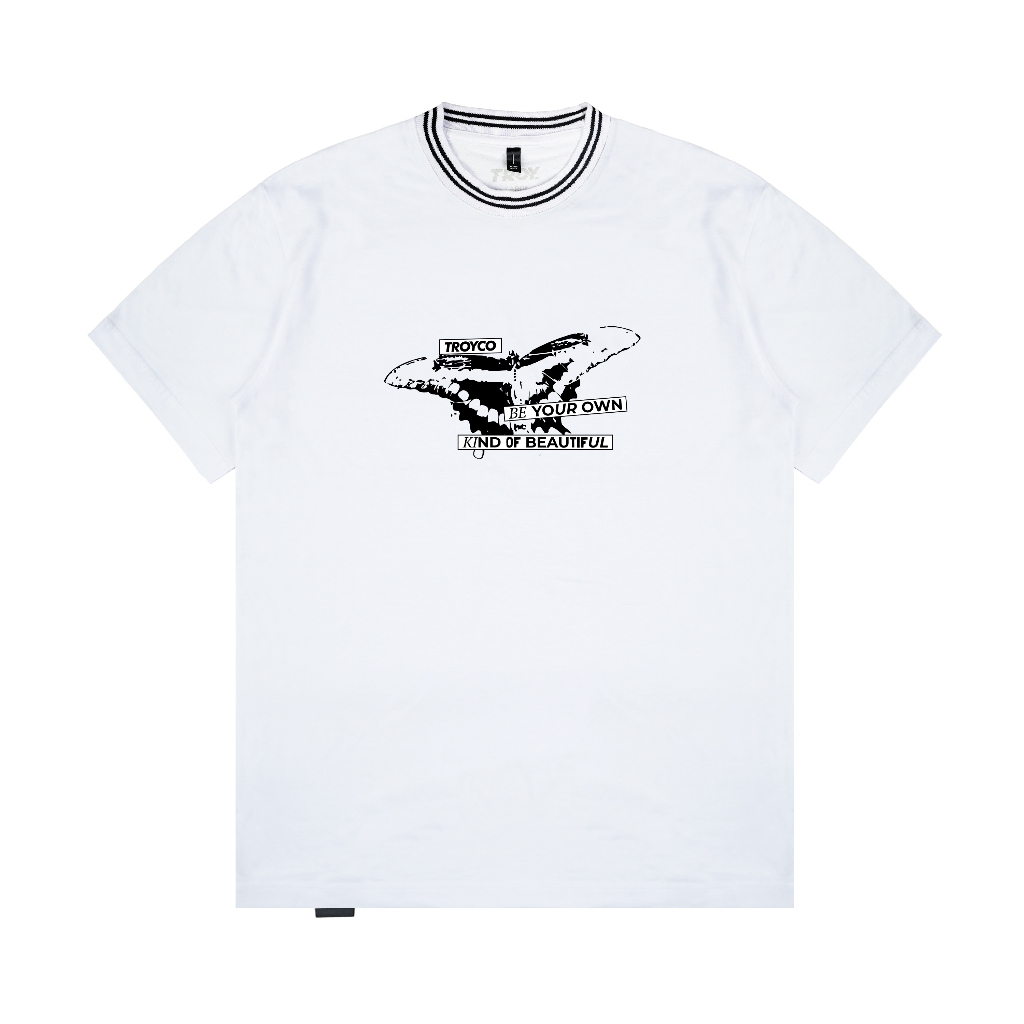 Troy Company Tshirt Neck Strip White Noctua Mystica - เสื้อยืดปกแถบสีขาว KS 3060-3W2B