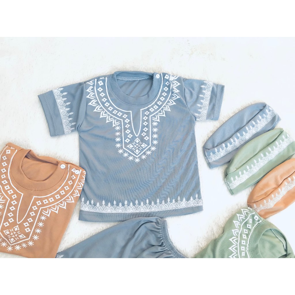 Baby Koko Suit Pants เสื้อเชิ้ตมุสลิม Ramadan Eid เสื้อผ้าเด็ก Bonus Peci อายุ 3-12 เดือน