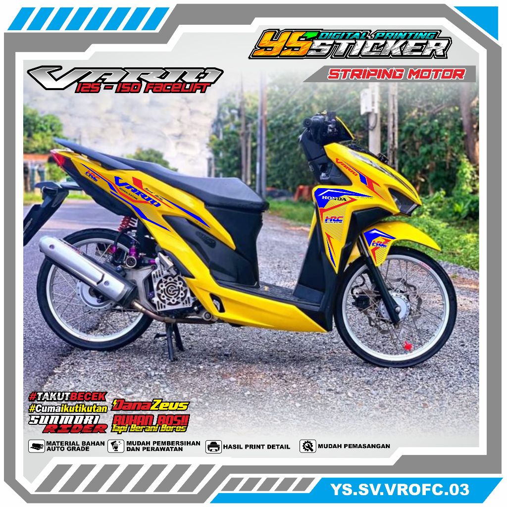 YS-03 Striping HONDA VARIO FACELIFT 125 150 - Modified Striping HRC Motif สติ๊กเกอร์ UV โปร่งใส HOND