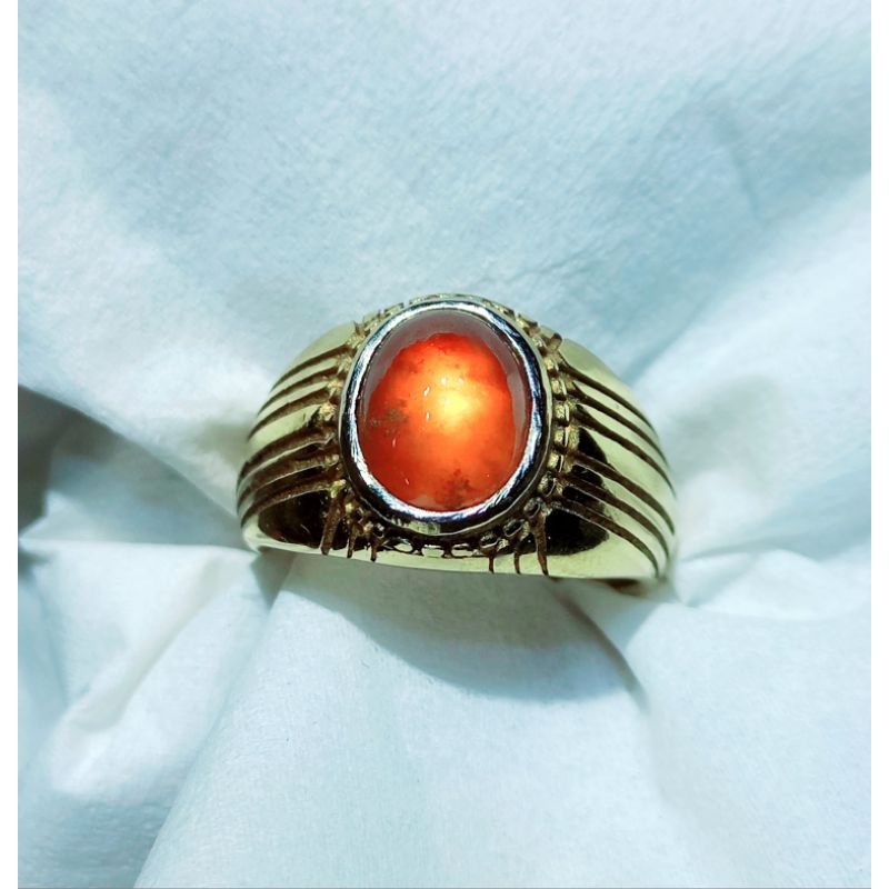 MERAH SUPER QUALITY NATURAL RED GARNET STONE แหวนพร้อมสวมใส่