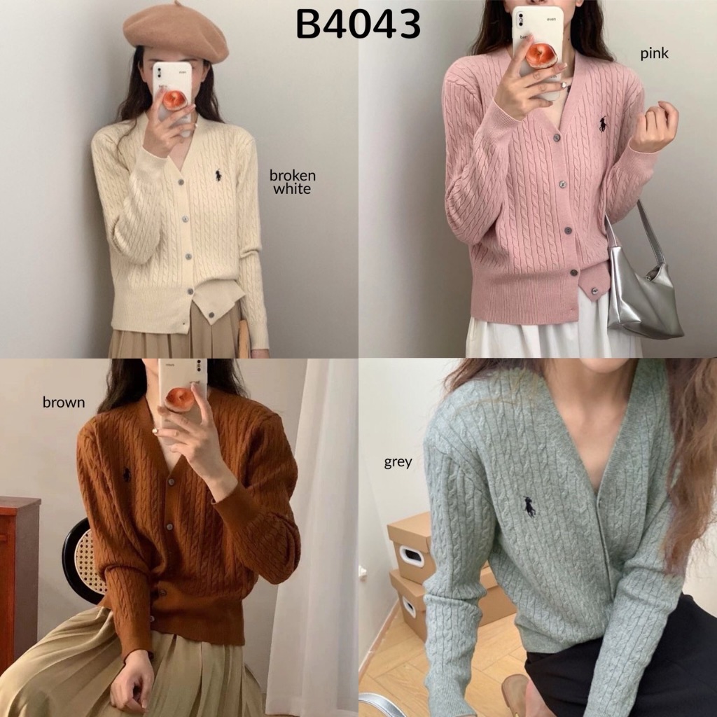 B4043 เสื้อคาร์ดิแกนถักลําลองเนื้อนุ่ม
