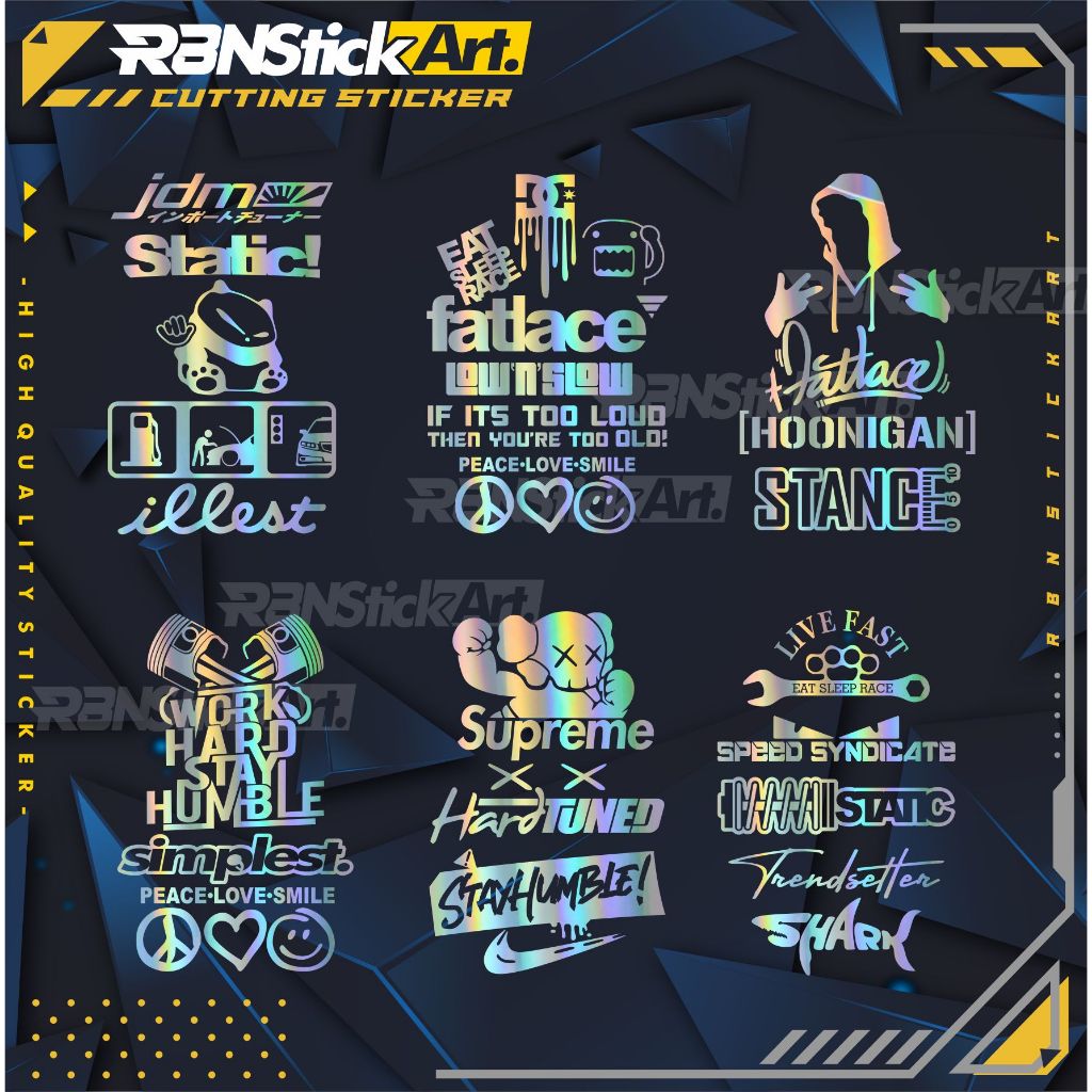 ใหม่ JDM STICKER PACK กระจกรถยนต์และรถจักรยานยนต์ WINDSHIELD VISOR HOLOGRAM CUTTING STICKER