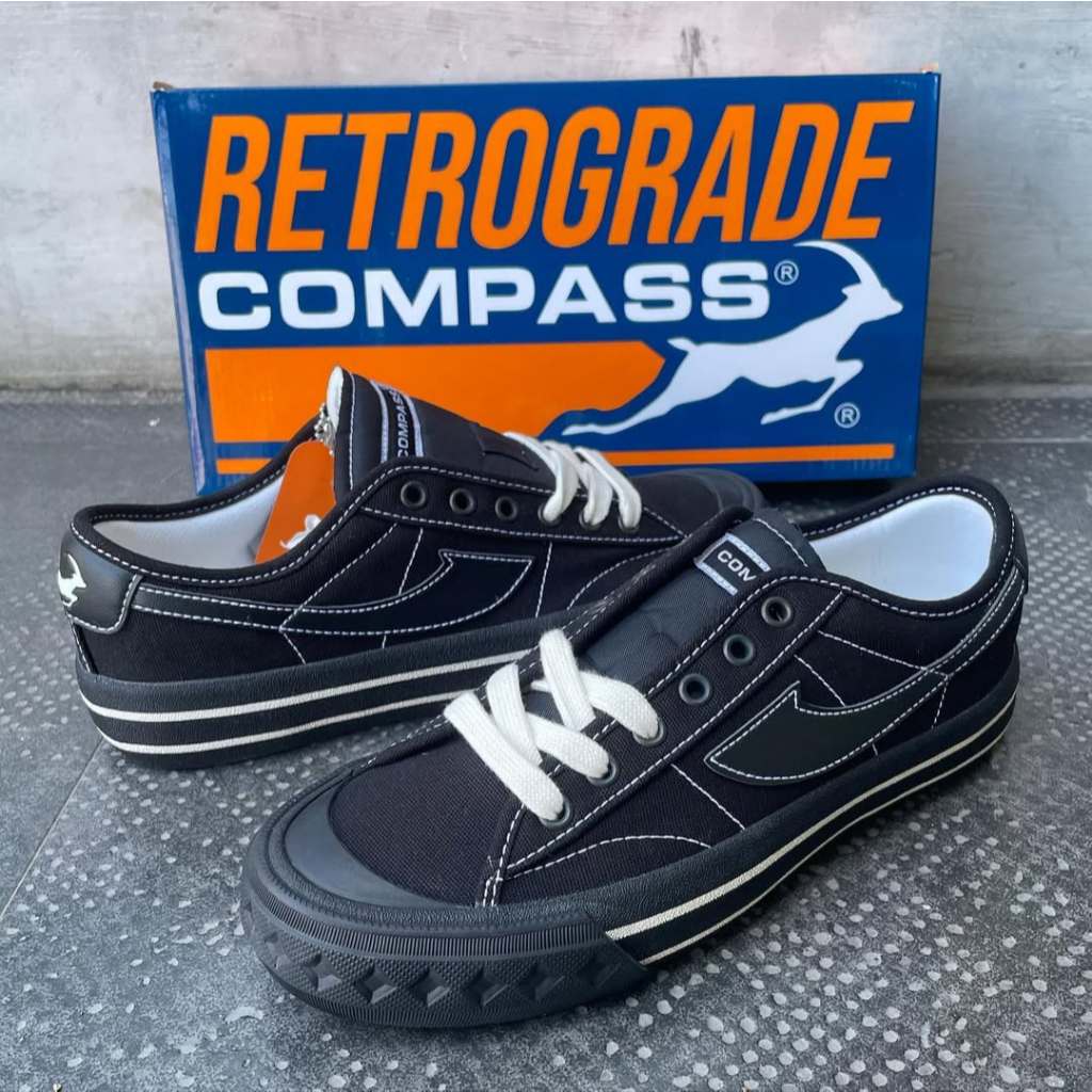 ถูก จํากัด!! Compass Retrograde Low Double Black SHOES