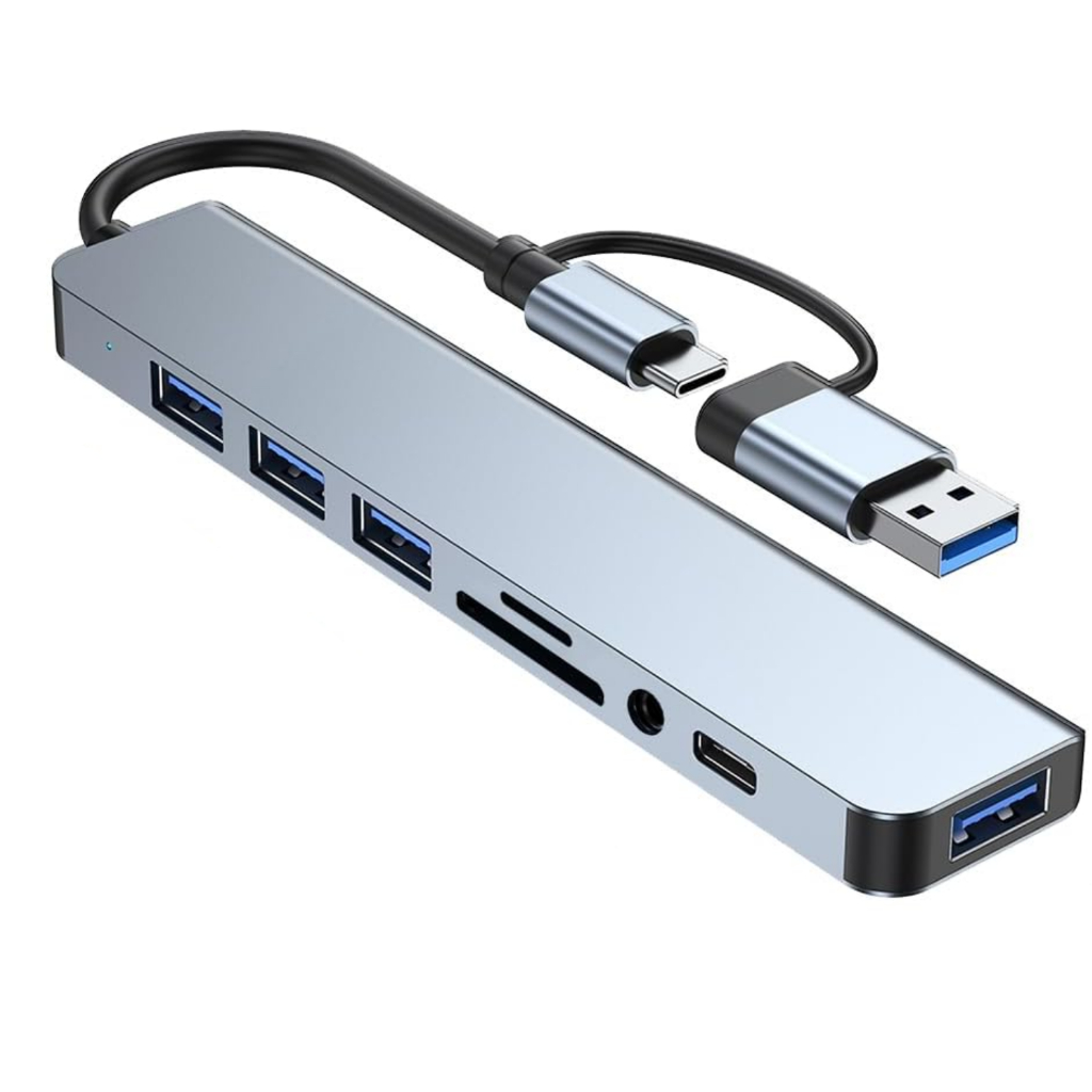 TYPE-C+USB TO 4USB HUB+SD+TF+AUDIO+PD TYPE-C&USB TO COMBO 8in1