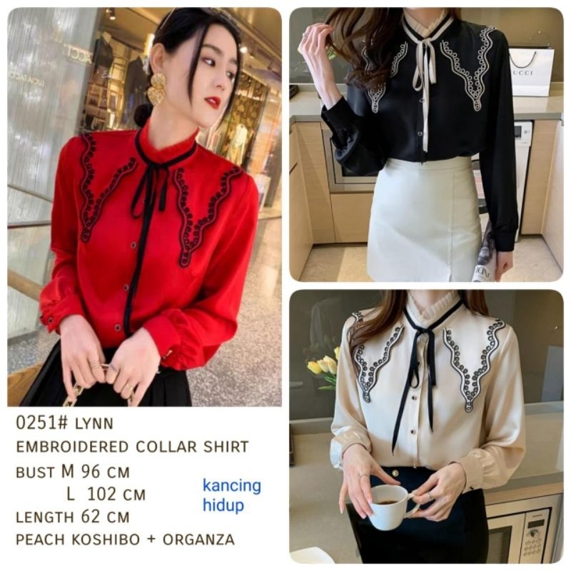 X0251 Cny lynn เสื้อคอปกปักนําเข้า