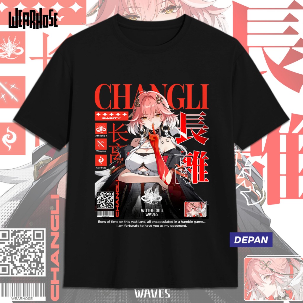 CHANGLI WUTHERING WAVES CHANGLI WUWA D เสื้อยืด Unisex อะนิเมะเกมเสื้อยืดผู้ชายผู้หญิงสวมเสื้อ