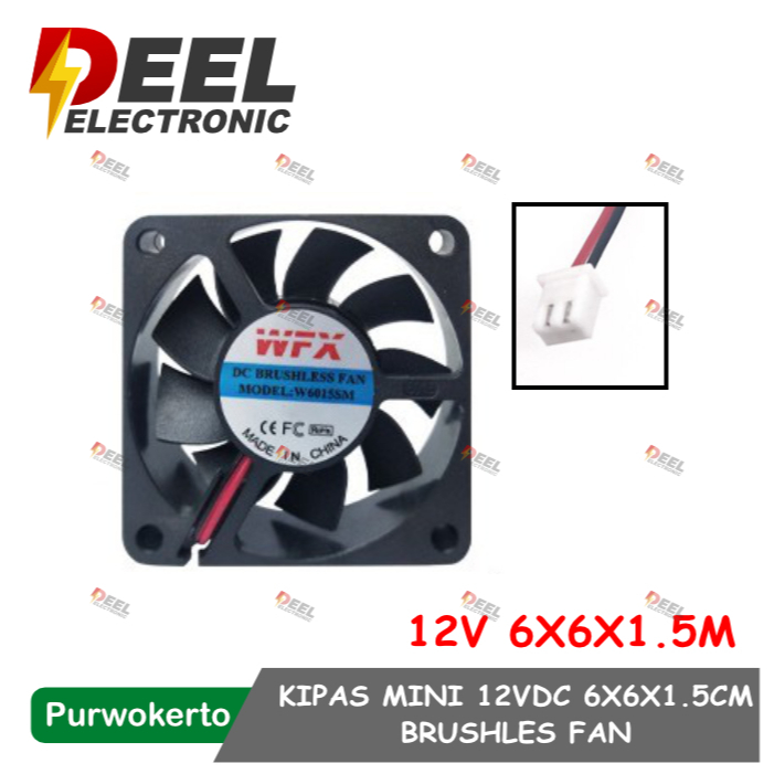 DC FAN 12V 6X6X1.5CM MINI COOLING FAN BRUSHLESS 5CM MINI FAN 12VDC