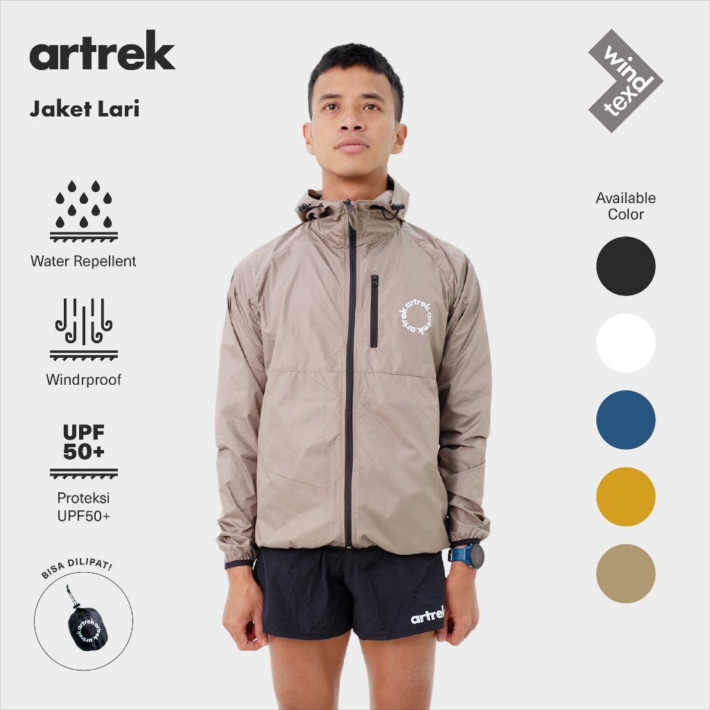 Artrek Lite Series BROWN เสื้อกีฬา UNISEX วิ่งเสื้อกันลมแบบพับได้ LIGHT WINDPROOF COOL COMFORTABLE