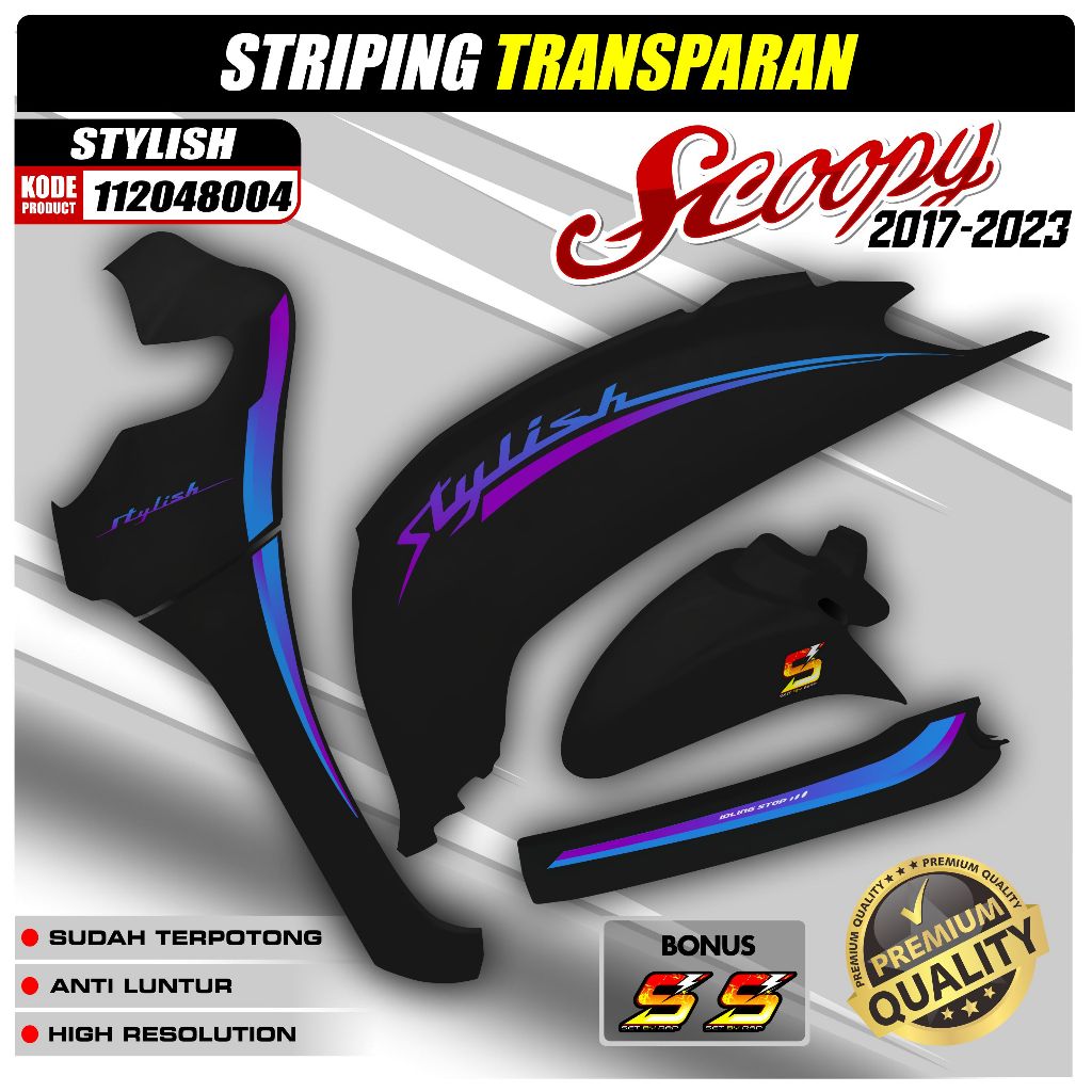STYLISH SCOOPY STRIPING 2017 - 2023 TRANSPARKENT SCOOPY STICKER ใหม่
