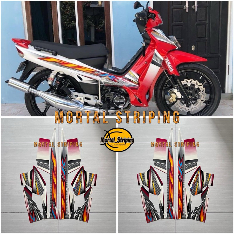 MERAH YAMAHA FIZR F1ZR 2004 2005 สติ๊กเกอร์แถบร่างกายสีแดงขาว