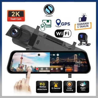 SCUDOS Dashcam Mobil WIFI GPS 4K 10 Inch Layar Sentuh IPS Night Vision Dual Lens Perekaman Loop 24 jam 2K 720P Acroder