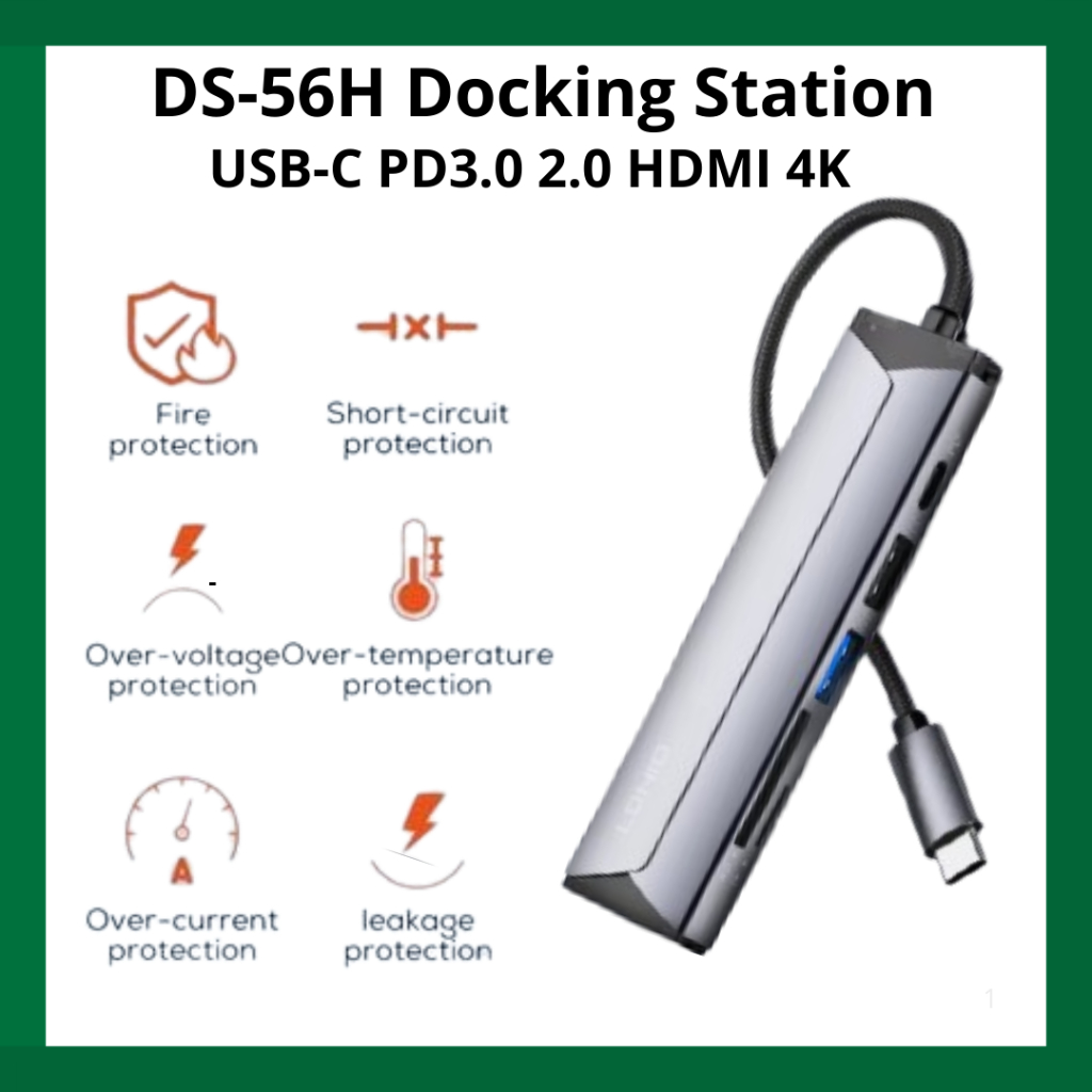 Docking Station LDNIO DS-56H 6 in 1 Multi-Function USB-C PD3.0 2.0 HDMI 4K HD Data Transmission 5Gbp