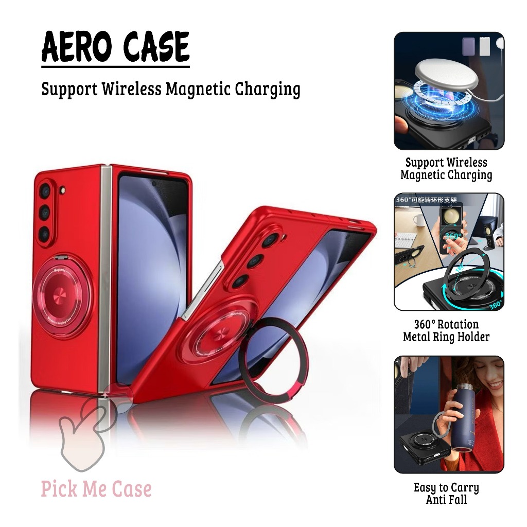 PM-205 AERO CASE CASING ขาตั้งแหวน MAGNET สําหรับ SAMSUNG Z FOLD 4 Z FOLD 5 Z FOLD 6 Z FOLD 7 FOLD4 