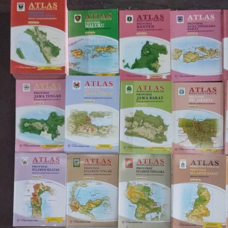 ATLAS ด้วยคําอธิบายวิเศษทั้งจังหวัดในอินโดนีเซียเสร็จ gba5