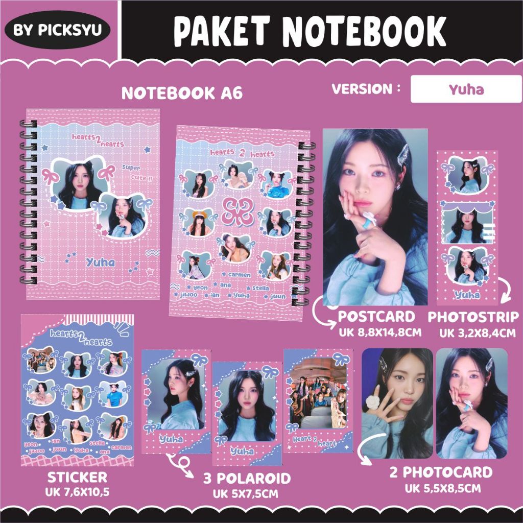 RINGNOTE HEARTS2HEARTS PACKAGE / HEARTS2HEARTS NOTEBOOK PACKAGE - H2H II HAMPERS KPOP II FANKIT HEAR