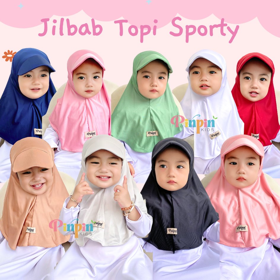 Pinpin Kids - ฮิญาบหมวกสปอร์ตสําหรับเด็กผู้หญิง 0-4 ปี / ฮิญาบเด็ก / ฮิญาบเด็กผู้หญิง