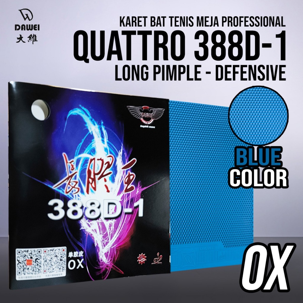ยางปิงปองลายจุดยาว 388D-1 OX Blue Quattro ดั้งเดิม