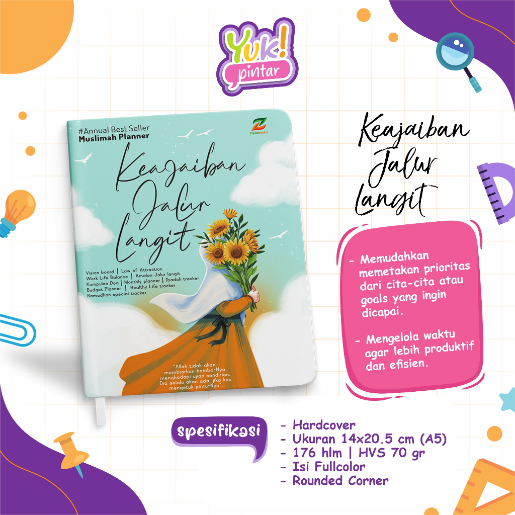 Ziyadbooks อย่างเป็นทางการ Muslimah Book Planner Miracle Sky Path Weekly Journal Book Planner