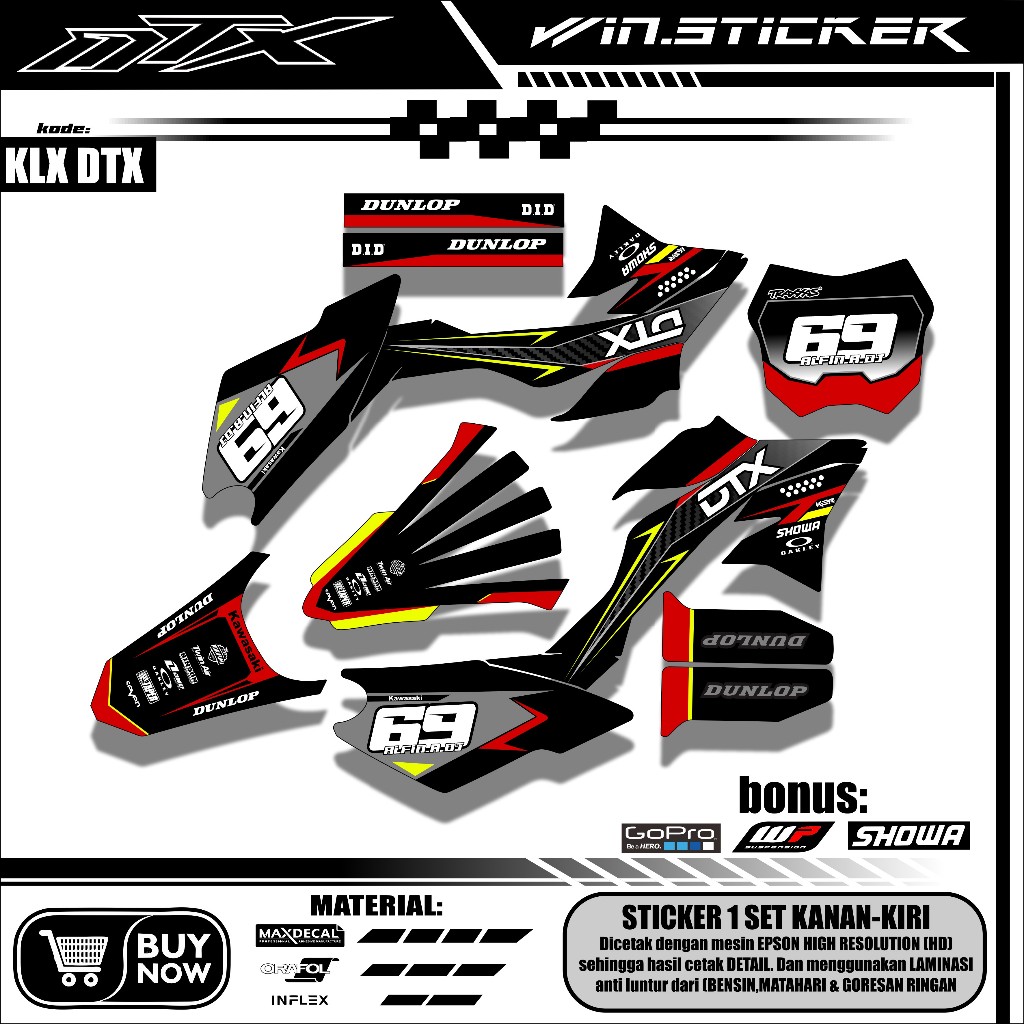 สติ๊กเกอร์ DECAL KLX 150 BF/G/SE & DTX SE 150 - สติ๊กเกอร์เต็มตัว KLX DTX PREMIUM SUPERGLOSSY