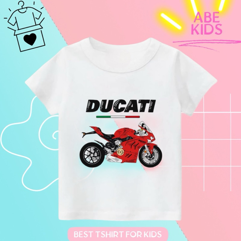 ABEKIDS • เสื้อยืด CHILDRENS CHILDRENS CLOTHES DISTRO 1-10 ปี DUKATI MOTOR TSHIRT