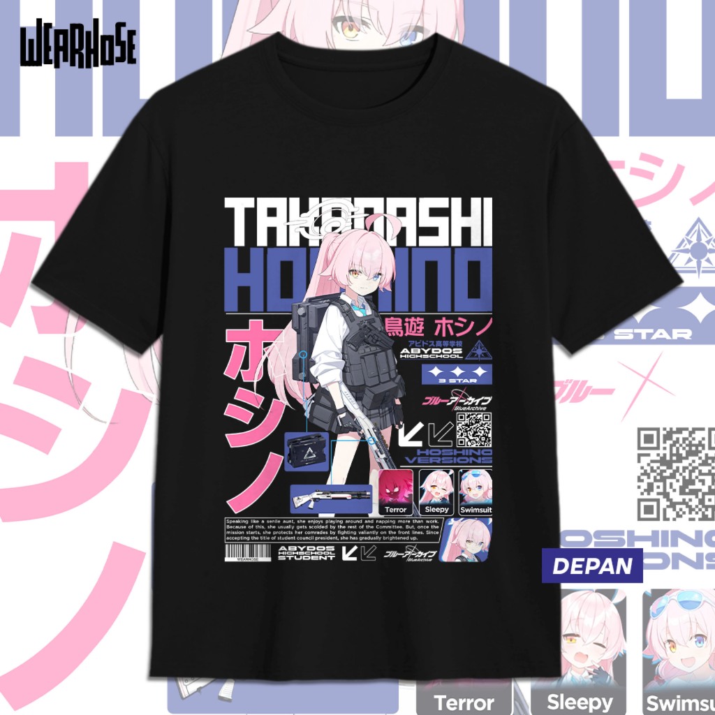 HOSHINO BLUE ARCHIVE TAKIASHI HOSHINO ARMED เสื้อยืดอะนิเมะเกม Unisex Wearhose