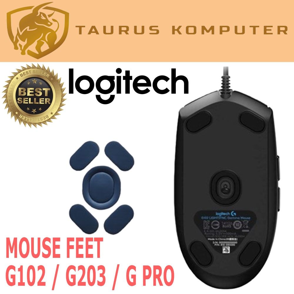 Mousefeet การเปลี่ยนเท้าเมาส์ Logitech G102 G203 G PRO 3M เทปสลิปสีดํา