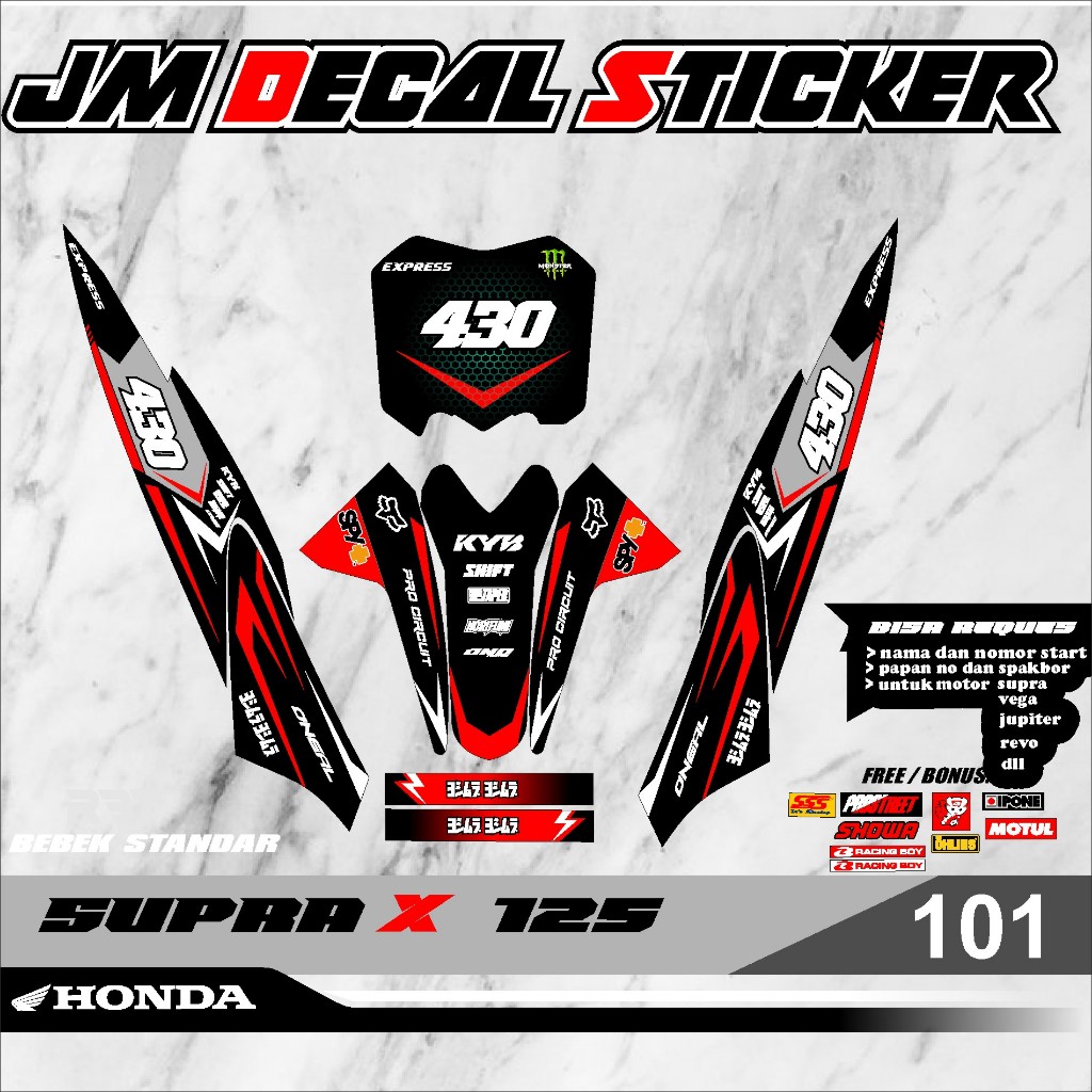 สติ๊กเกอร์ RBT SUPRA X 125 MOTOR RBT BEBEK MODIF SUPERMOTO YZ CRF KLX KX KTM RBT ใหม่มอเตอร์ล่าสุด T