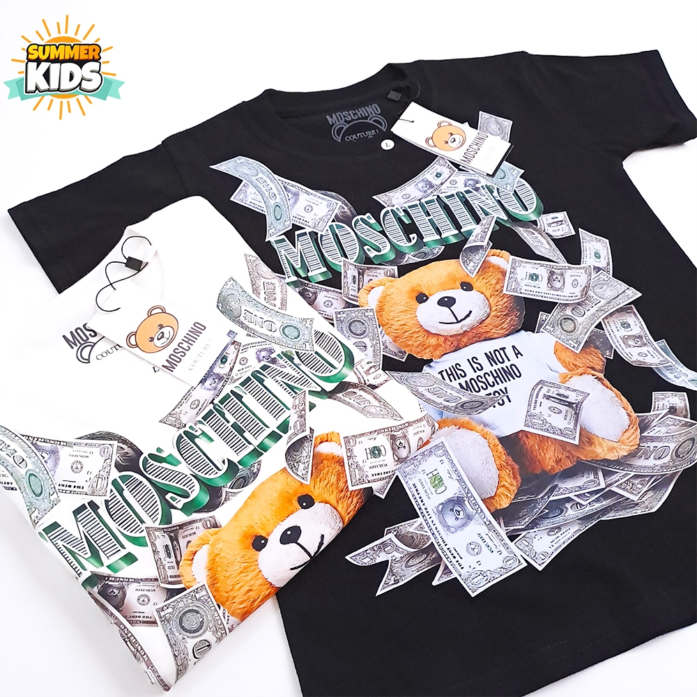 SUMMER KIDS เสื้อยืดสําหรับเด็กชายและเด็กหญิง 1-12 ปีนําเข้าพรีเมี่ยม MOS DOLLAR MOSCHINO