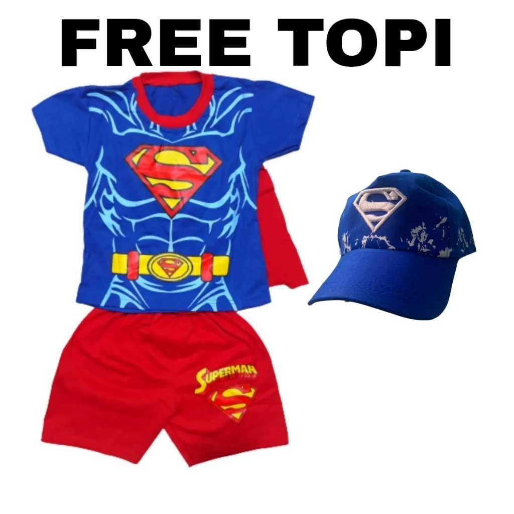 SUPERMAN SHIRT SHORT SUIT ฟรีหมวก