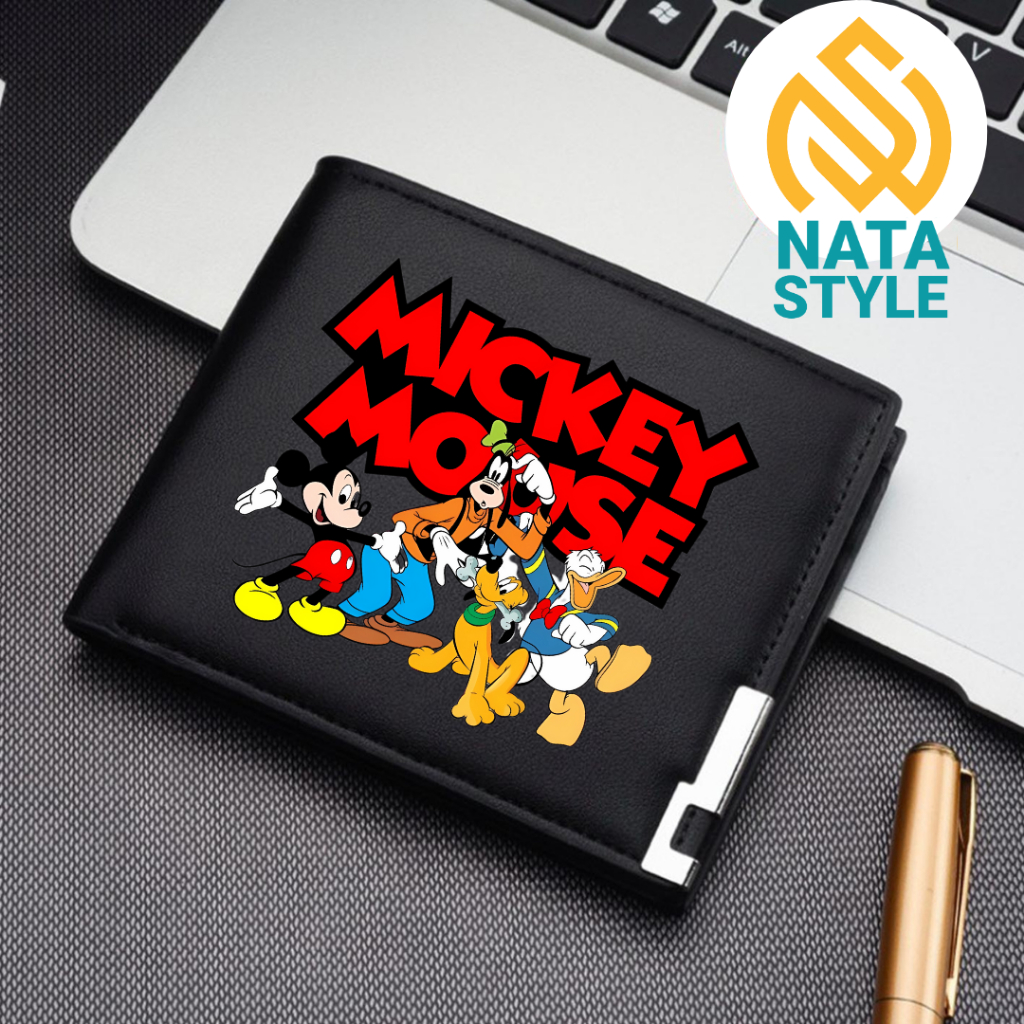 MIKEY MOUSE กระเป๋าสตางค์ผู้ชายพับอะนิเมะกระเป๋าสตางค์หนังสังเคราะห์ CUSTOM ฟรี NAME