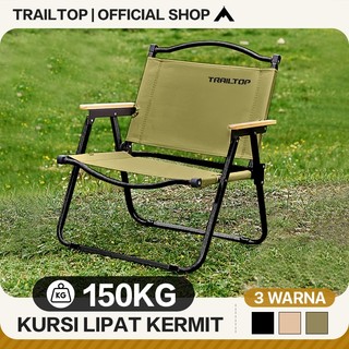 TrailTop Kursi Lipat Outdoor Dengan Gagang Kayu Kursi Kermit Kursi Pantai Lipat Portable Beban 150kg