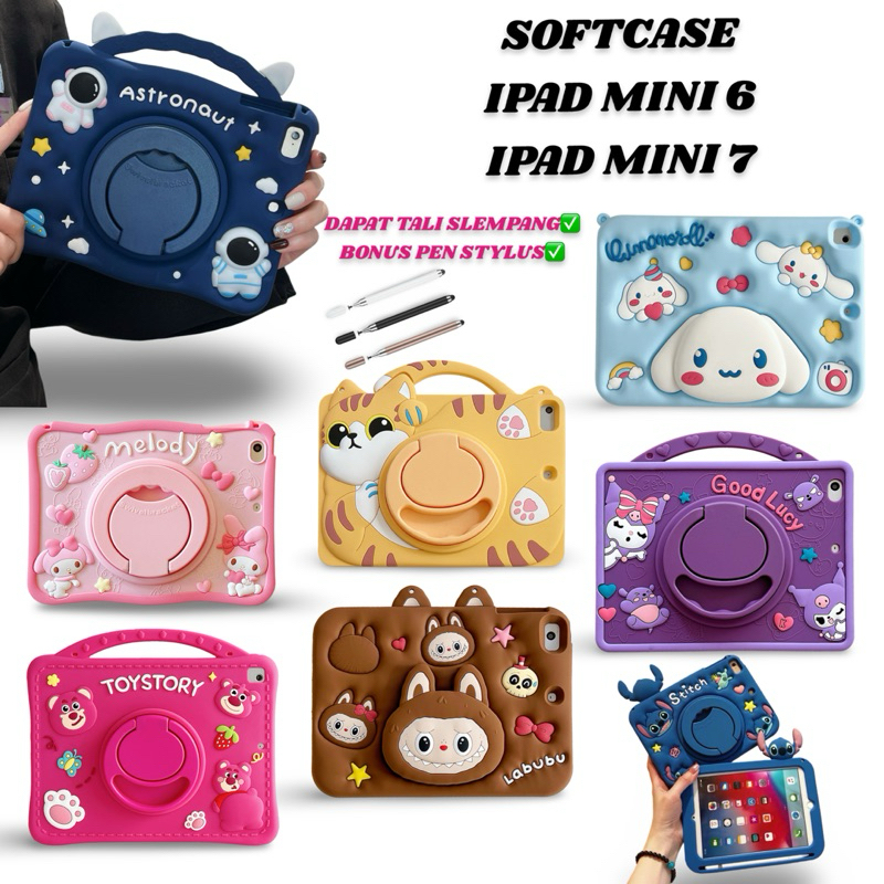 กรณีตัวละครสําหรับ iPad Mini 6 / Mini 7 / Mini A17 Pro Softcase iPad น่ารัก Motif เด็กยืนปลอกฟรี Bon