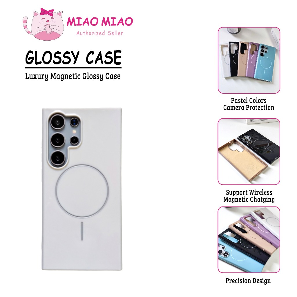 SAMSUNG นุ่มปลอกหรูหราแม่เหล็กGlossyสําหรับSamsung Galaxy S25 S24 S23 S22 Ultra Plus FE A56 A55 A36 