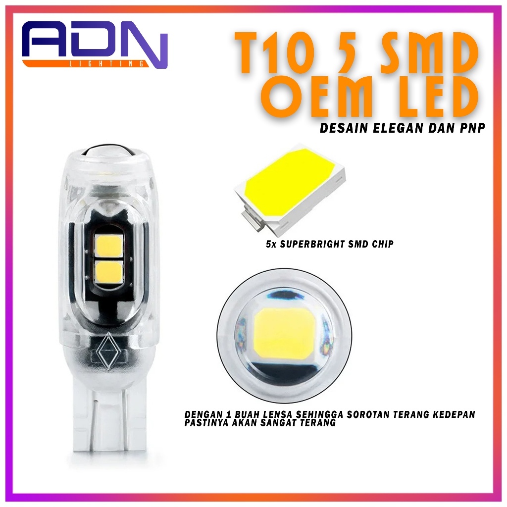 ADN XR06 T10 โคมไฟโปรเจคเตอร์ LED 5 SMD ไฟเลี้ยว LED ไฟเบรค City DC12V