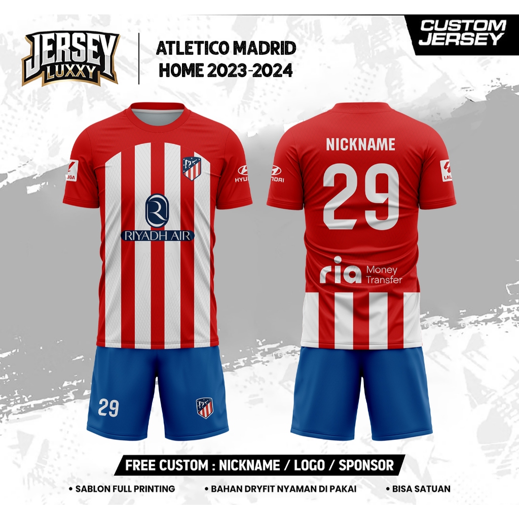 ALT3T1C0 MADR1D H0ME เสื้อฟุตบอลสั้น FULL Design ฟรีชื่อที่กําหนดเองและหมายเลขสําหรับผู้ใหญ่และเด็ก