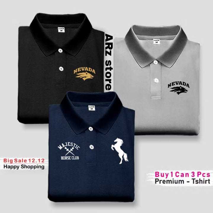 ซื้อ 1 แถม 3 ชิ้น เสื้อยืดคอปกโปโล (Nevada/Majestic) เสื้อยืดผู้ชาย Distro DM/L/XL/XXL