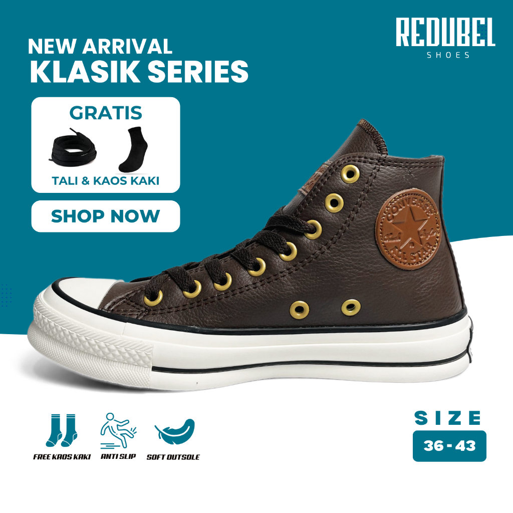 Converse All Star 70s Dark Brown Chuck Taylor รองเท้าผ้าใบหนังลําลอง High BIG SIZE 45-46