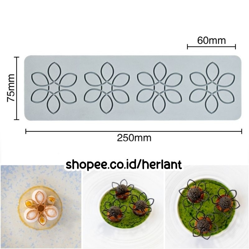 RB 6 กลีบดอกไม้ Tuile แม่พิมพ์ซิลิโคนดอกไม้ศาสนาช็อกโกแลตน้ําผึ้งเค้กตกแต่ง