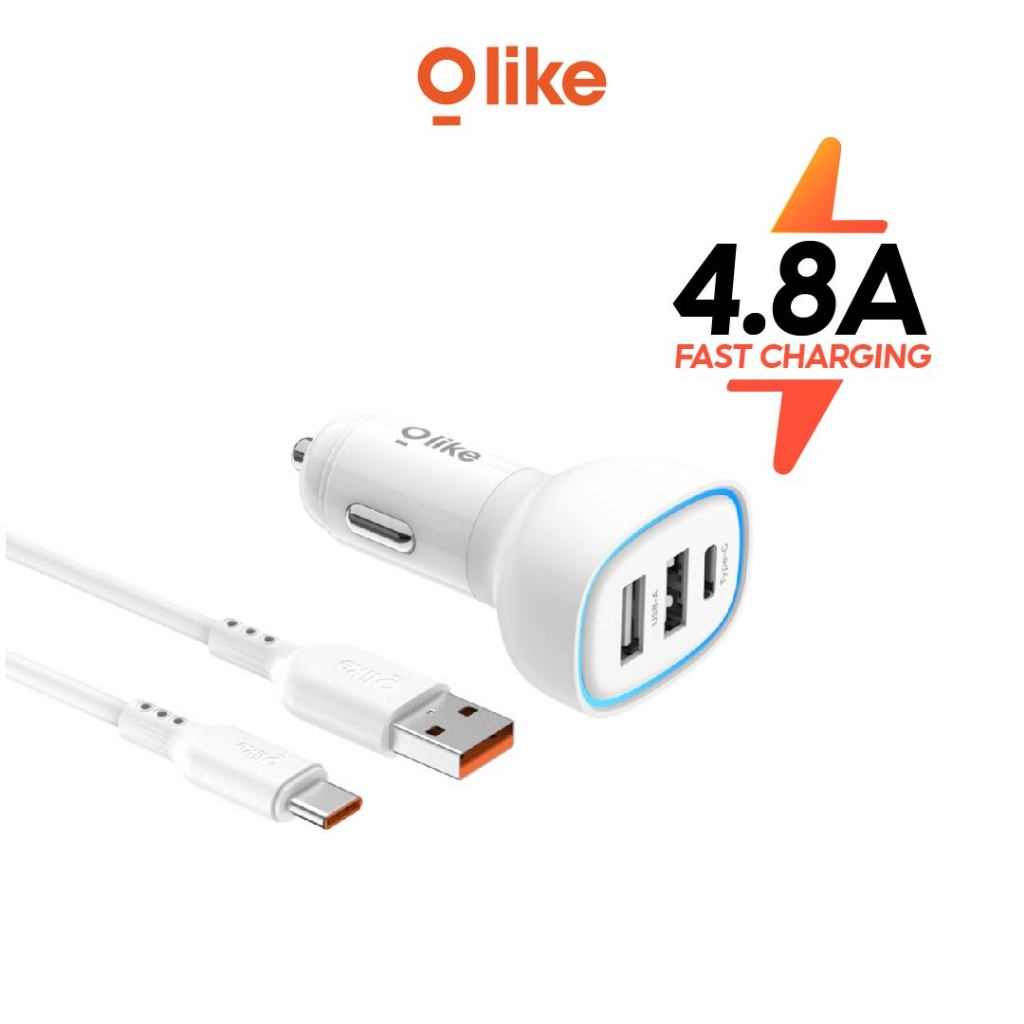 Olike Car Charger R9C Series 2U+C 4.8A Fast Charging Plus สาย USB to Type-C