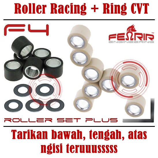 ลูกกลิ้งแข่งฮอนด้าและยามาฮ่า + แหวน CVT เหล็ก - Fenrir F4 Lower Center Upper Pulls ต่อ