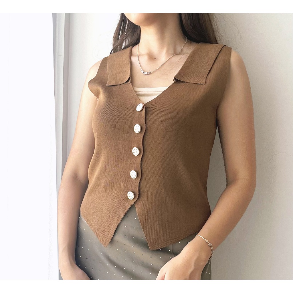 Yvaine - เสื้อไหมพรมแขนกุด – สไตล์ชิคและสง่างาม