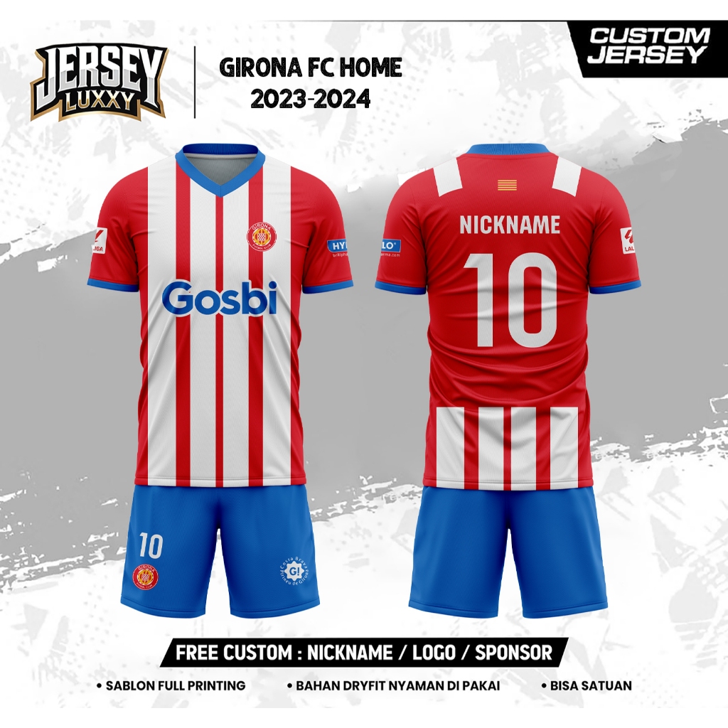 Jersey G1R0NA FC H0ME 23-24 SHORT พิมพ์เต็ม ชื่อที่กําหนดเองฟรี หมายเลขสําหรับผู้ใหญ่และเด็ก