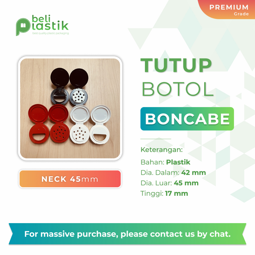 PUTIH HITAM MERAH Boncabe Bottle Cap เส้นผ่านศูนย์กลาง 45 มม. รูขนาดใหญ่ สีขาวขนาดเล็ก สีดํา แดง (PL