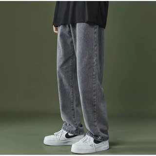 Celana Jeans Pria Snow Black Loose Fit Reguler Gombrong Standard Denim Washed Wide Leg Skena