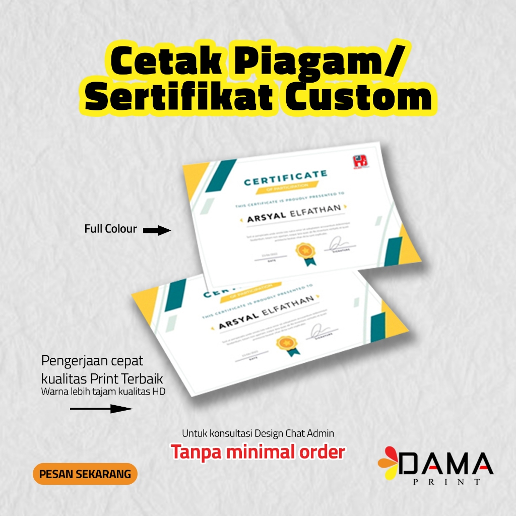 CERTIFICATE / CHARTER / A4 CERTIFICATE / SEMINAR CHARTER / FULL COLOR CERTIFICATE