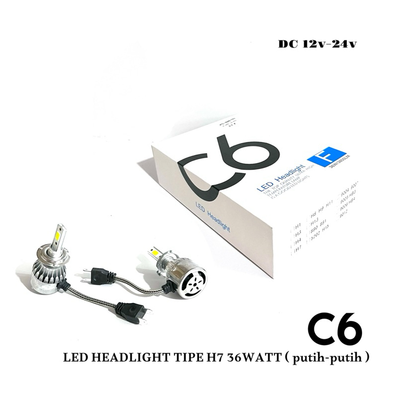 A PAIR OF LED HEADLIGHT C6 H7 ซ็อกเก็ตสองขากันน้ํา LED POWER 12V-48VOLT คุณภาพดีที่สุด