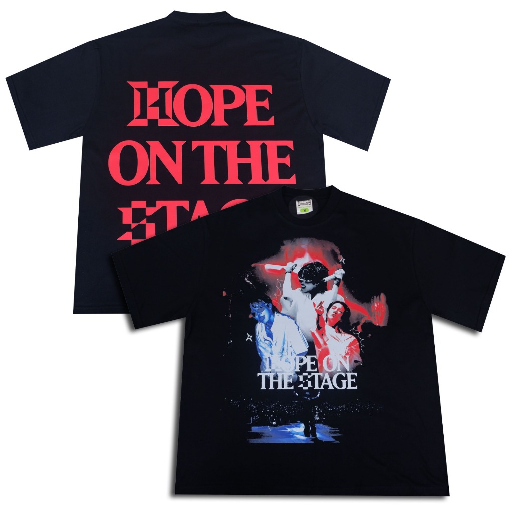 VONSEEY JHOPE ON THE STAGE BTS KOREAN BOYBAND OVERSIZE เสื้อยืดสีดํา